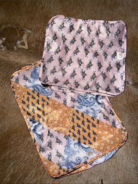 Free People Patchwork Paisley Cosmetic Pouch Set - Pink & Orange